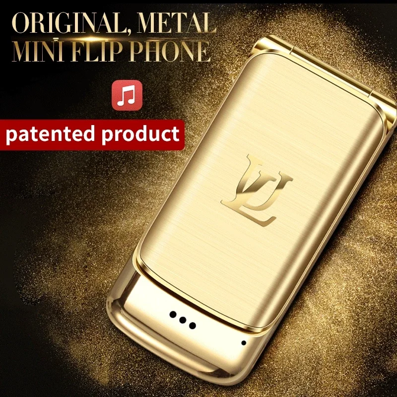 

Ulcool V9 Luxury Clamshell Phone Mini Flip Cell Phone Metal design With 1.54 inch FM MP3 Bluetooth Dialer Anti-lost Mobile Phone