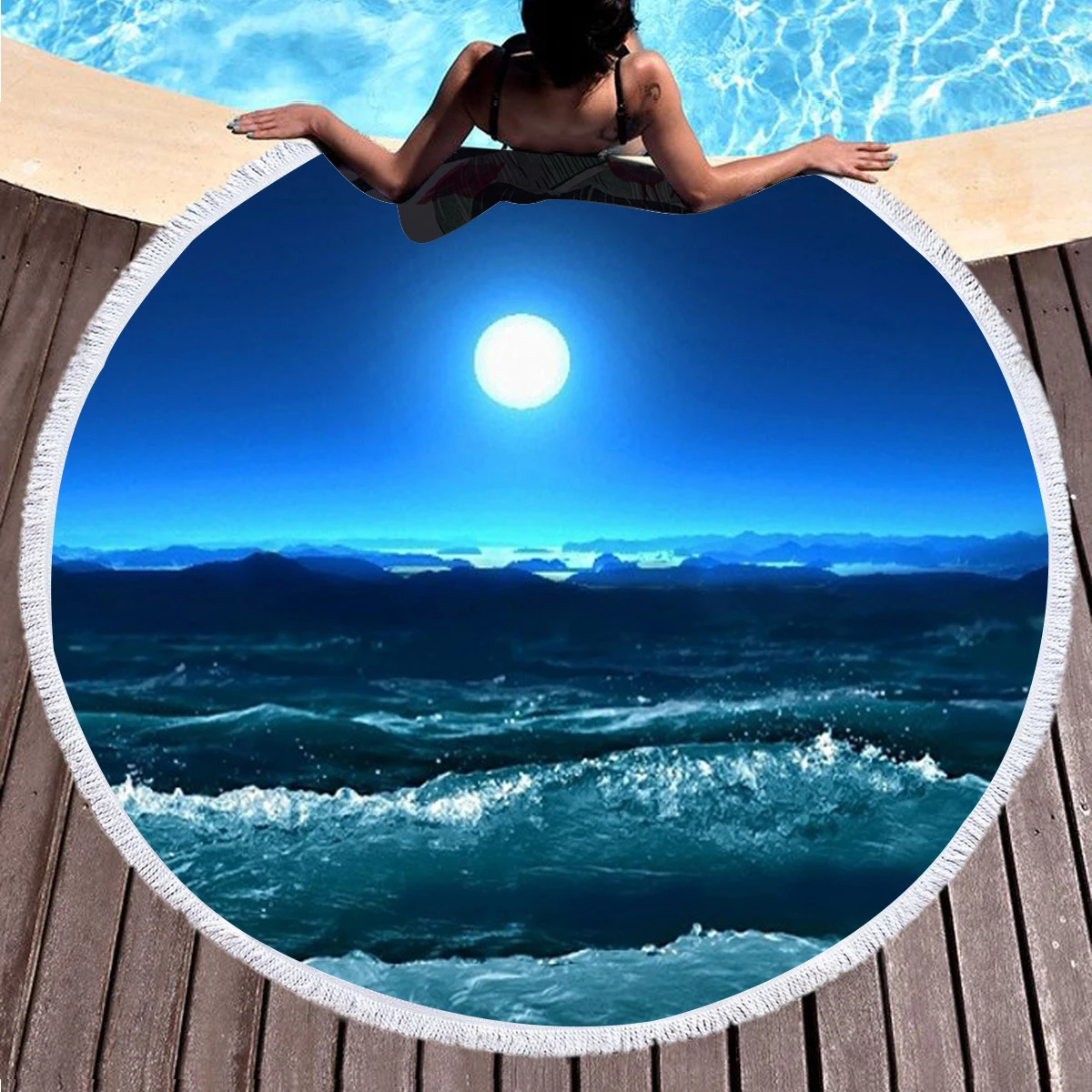 

Bright Moon Beach Towels Adults Round Beach Towel Microfiber Round Fabric Bath Towels For Living Room Home Decorative 150cm