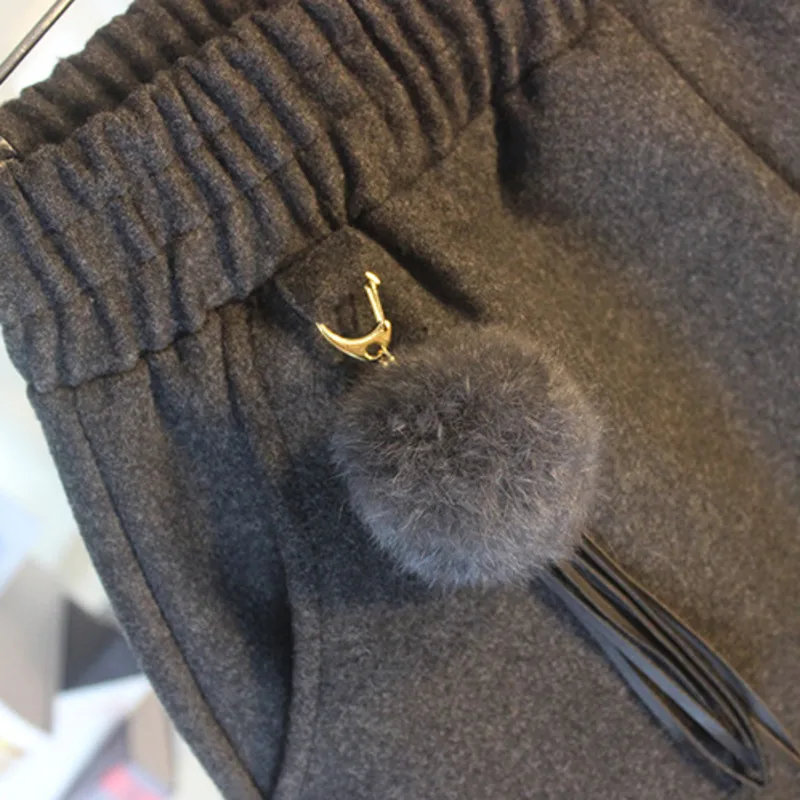 Шорты женские шерстяные с завышенной талией теплые однотонные свободные