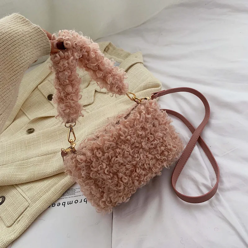 Осень-зима 2020 сумка милая плюшевая чистая красная в стиле знаменитостей пушистая