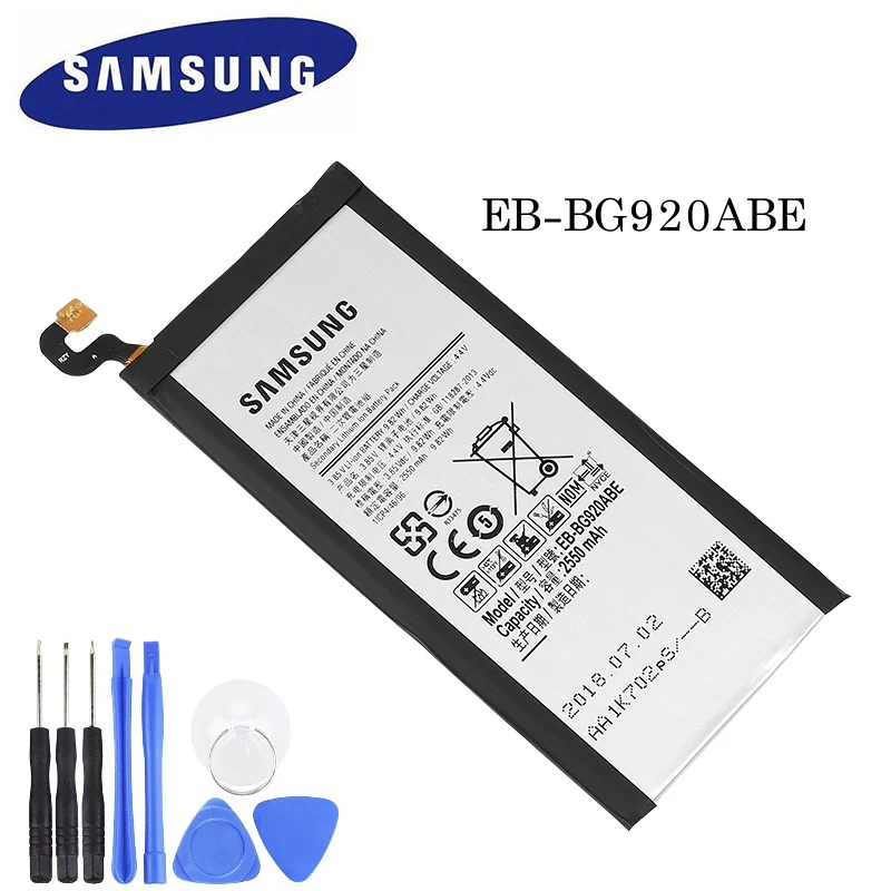 Оригинальный аккумулятор для Samsung GALAXY S6 G9200 G9208 G9209 G920F G920I G920 G920A G920V G920T G920P 2550