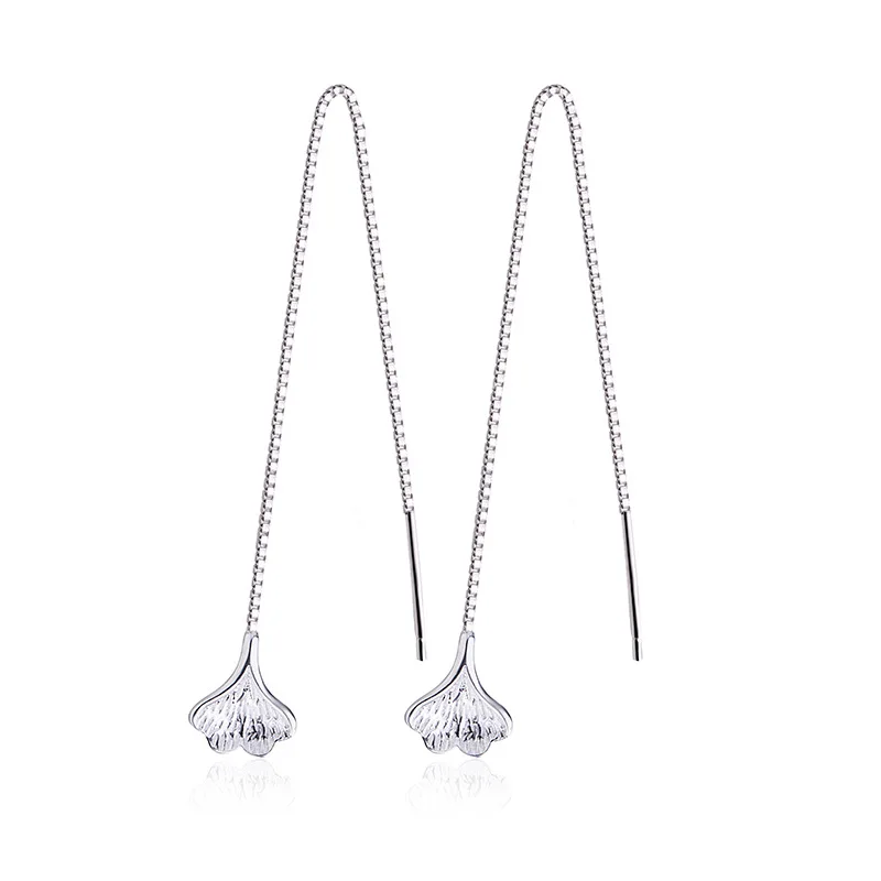 

Minimalist Metal Ginkgo Biloba Long Tassel Earrings for Women Girls Silver Color Alloy Chain Leaf Drop Earrings Party Jewelry