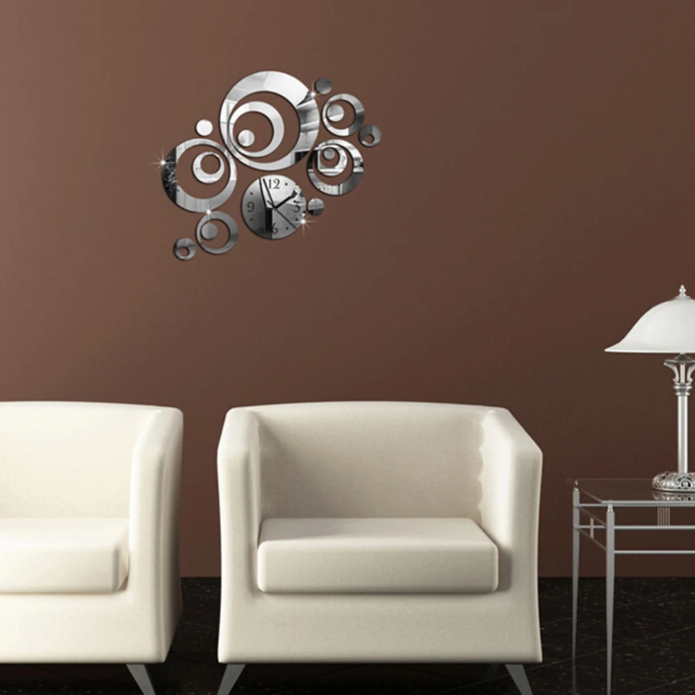 

3D Clock Pattern Wall Decal Removable Creative Mirror Wall Sticker Peel And Stick Art DIY Decals For Living Room Wall Ornament