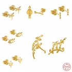 100% 925 пробы серебряные маленькие золотые серьги-гвоздики разных стилей для женщин маленькие серьги ювелирные изделия brincos A30