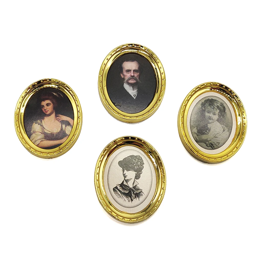 

4x 1/12 Dollhouse Miniature Accessories Retro Metal Picture Frame