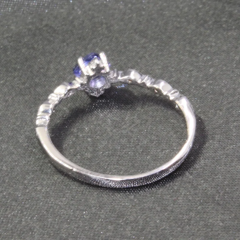 Женское серебряное кольцо с танзанитом серебро 100% пробы 4 мм|Кольца| |