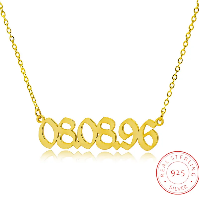 

Custom 925 Sterling Silver Name Year Necklace Personalized Letter Choker Necklace Pendant For Women Men Girlfriend Gifts