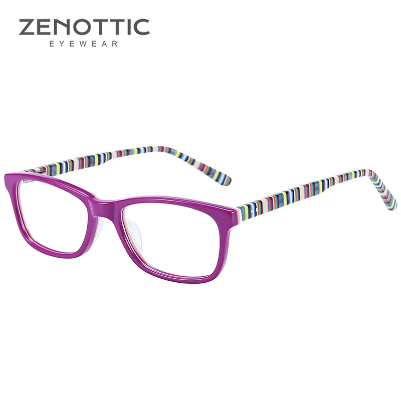 ZENOTTIC 2023 New Kids Optical Glasses Acetate Frames Children Striped Square Non-Prescription Eyewear for Boys Girls BT5000