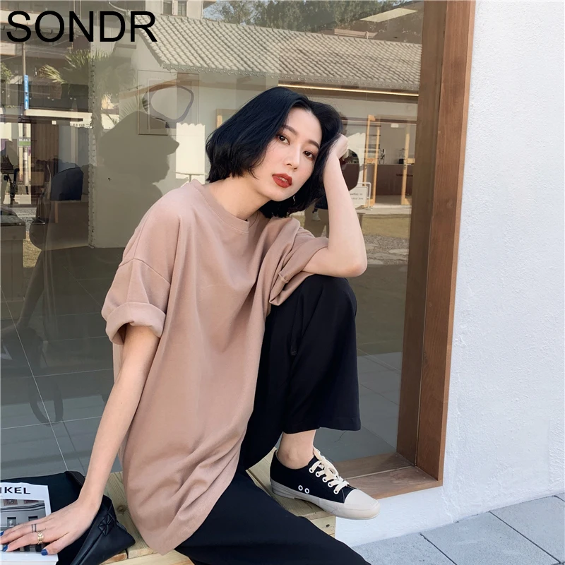 

New Summer Clothes Ladies T-Shirt Harajuku Solid Short Sleeve Simple Ladies Fashion Loose Casual T-Shirt Korea O-Neck Basic Tops