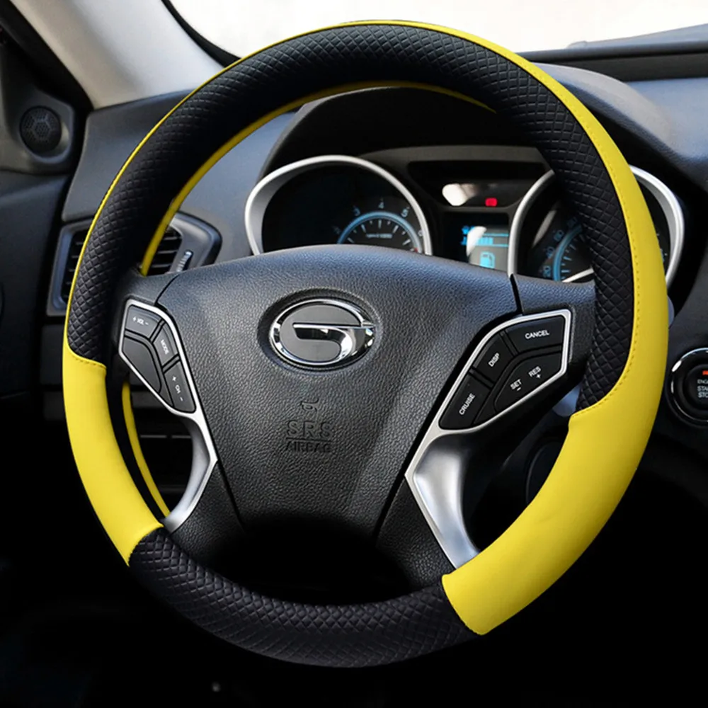 

Leather Car Steering Wheel Cover For Hummer H1 H2 H3 Anti-Slip Embossing Steering Wheel Protection Cover Car Styling Accessories
