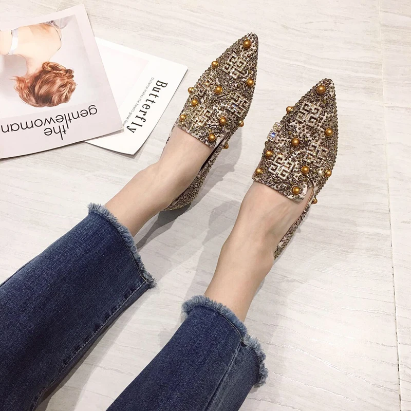 Wellwalk/тапочки на плоской подошве; модные туфли без задника; женские дизайнерские шлепанцы с бусинами; Роскошные шлепанцы; женские сабо на плоской подошве