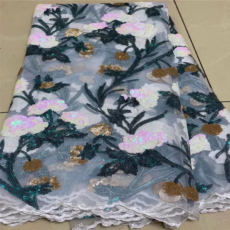 2020 новейшие нигерийские тюлевые кружева розовые/Зеленые французские сетчатые