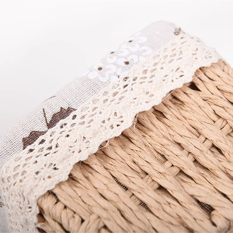 Storage Basket Straw Rattan Woven Cloth Desktop Sundries Toy Key Cosmetic Box Snack | Дом и сад