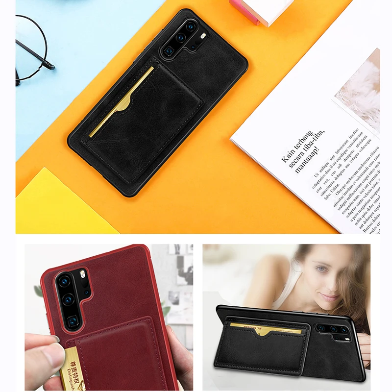 Чехол для телефона из искусственной кожи с подставкой для huawei P30 P20 mate 20 Pro Lite Nova3E 4E ультра тонкий роскошный протектор телефона с отделением для карт