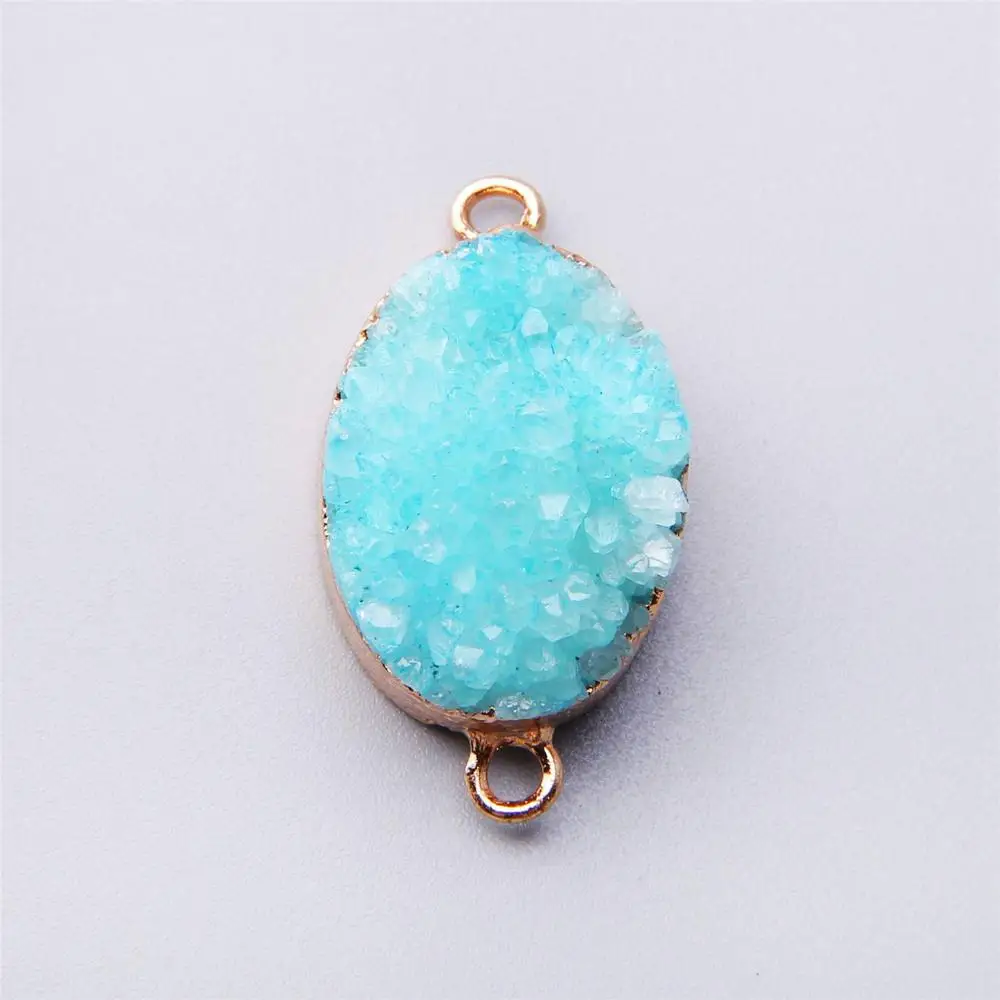 blue Натуральный белый кулон agates Druzy Slice соединители Позолоченные синие Агаты Drusy подвеска соединитель Подвески ожерелье в поисках розового drusy - Окраска металла: blue