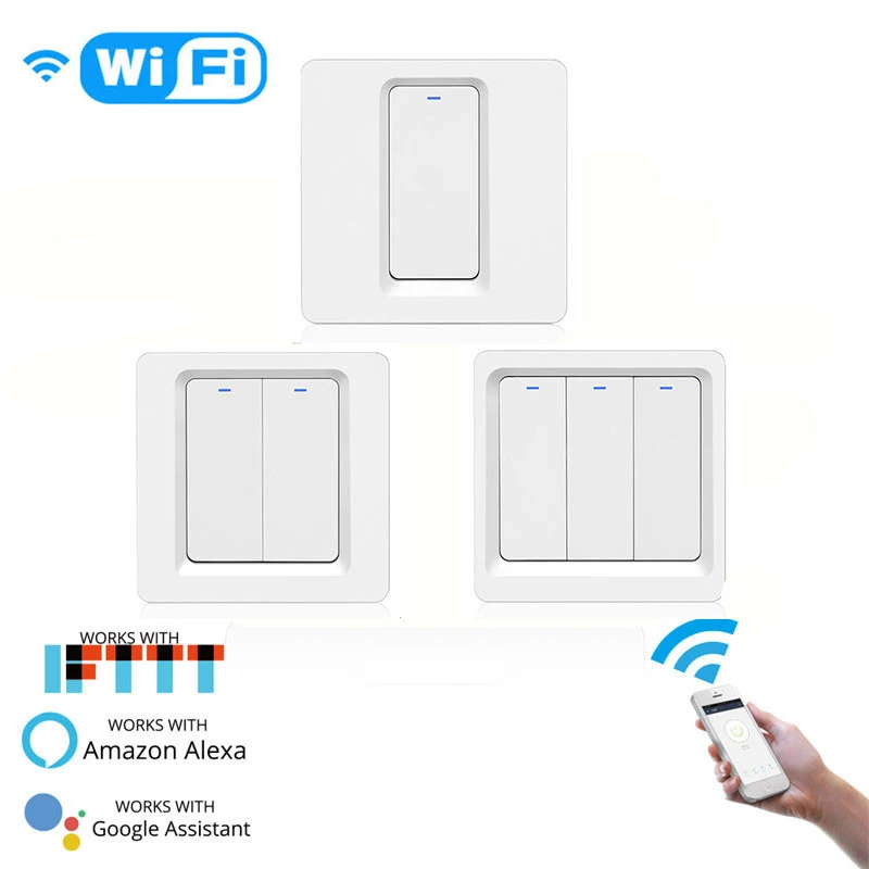 WiFi смарт светильник 86 Тип с одним управлением 1/2/3 банда кнопочный голосовой пульт