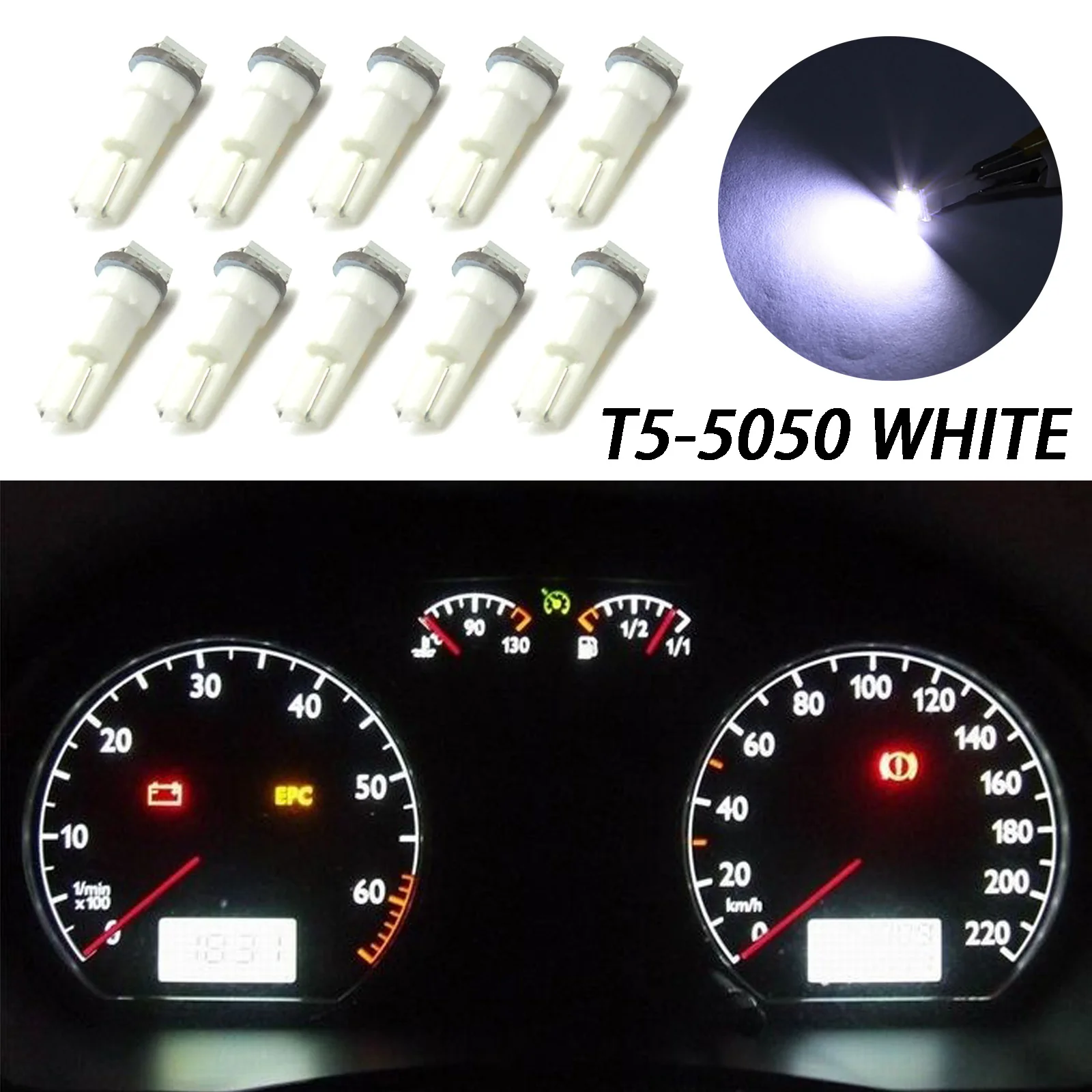 Прямая поставка; 10 шт. T5 17 37 73 74 SMD 5050 инструмент: клин приборная панель для автомобиля светодиодный свет лампы для Ford OE88