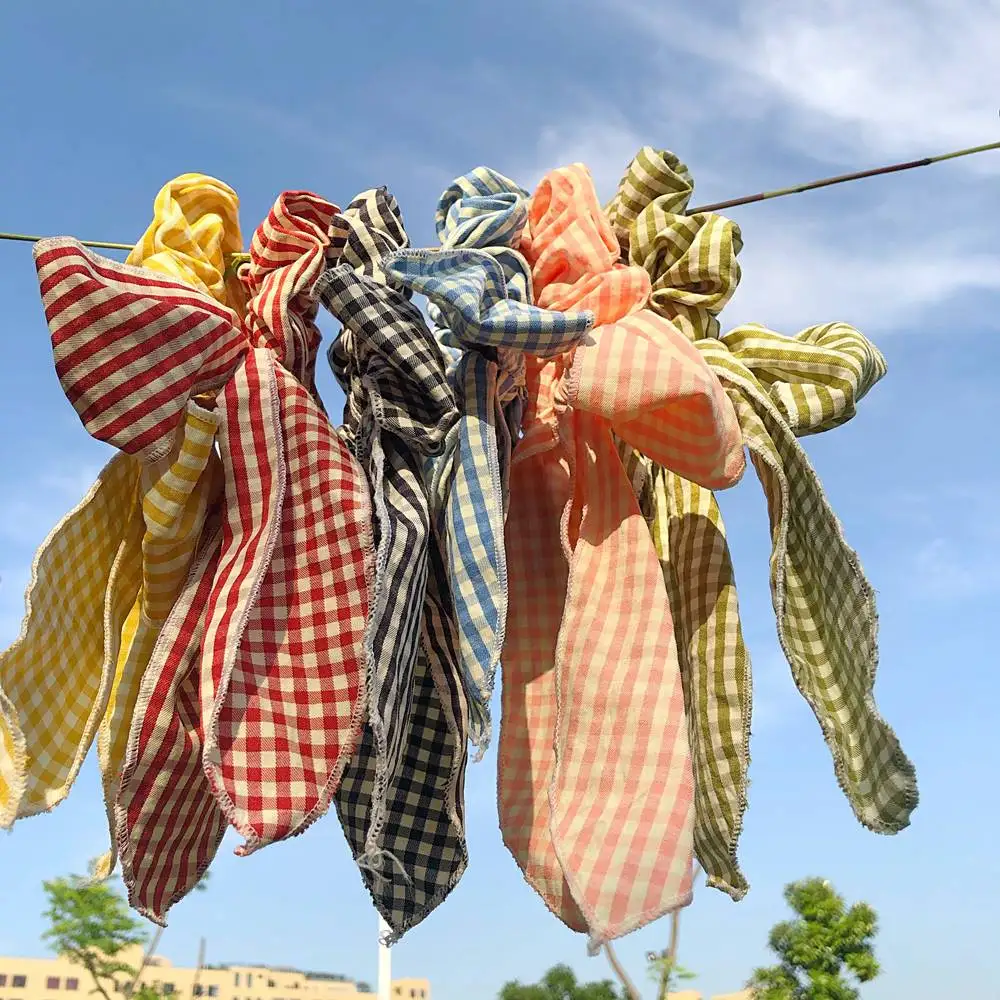 Новое поступление модная женская клетчатая резинка для волос с бантом