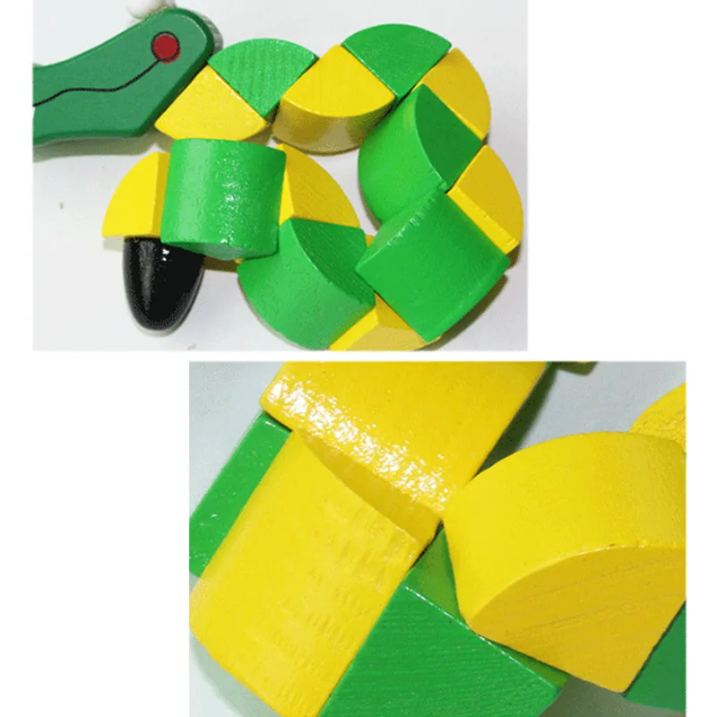 1 шт. с изображением зеленого деревянного витой Крокодил Детские игрушки