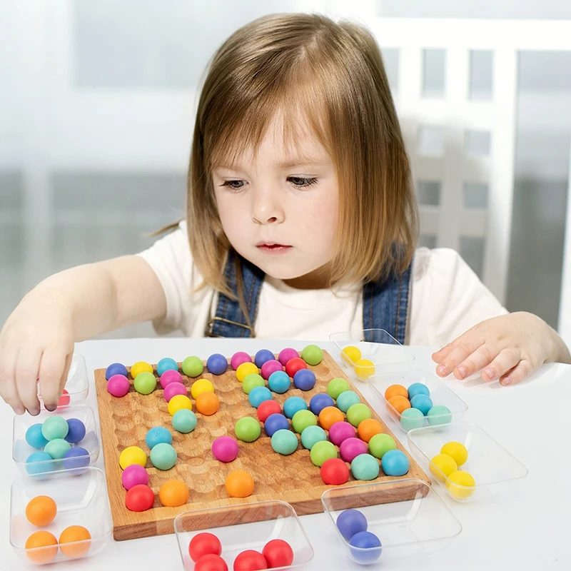 

Деревянные игрушки-пазлы с бусинами, разноцветная Радужная игра, детская игра для обучения мозгу, настольная игра, детские развивающие игру...