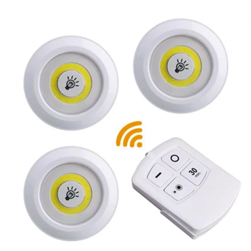 

Bright Cob Under Cabinet Light 3W LED Wireless Remote Control Dimmable Wardrobe Night Lamp Home Bedroom Closet Kitchen