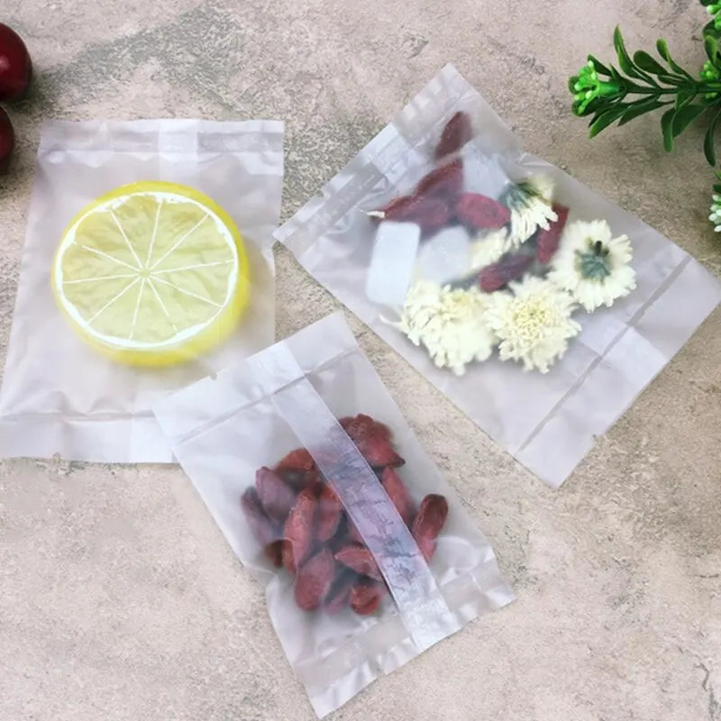 100 шт./лот ювелирный Чай Прозрачный матовый плоский Герметичный пакет для печенья