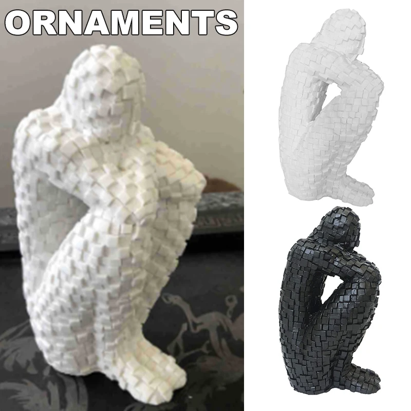 

Economical Mosaic Human Shaped Sculpture Black White Sculpture Resin Sculpture Ornaments for Home Living Room Decoration ds99