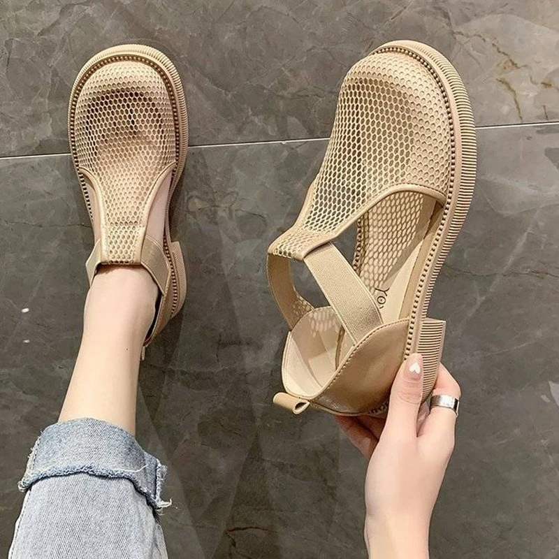 

Net Gauze Hollow Sandal Woman 2021 New Summer Thin Breathable Thick-sole Leisure Shoes Non-slip Wear Big Head Woman, Shi Sandals