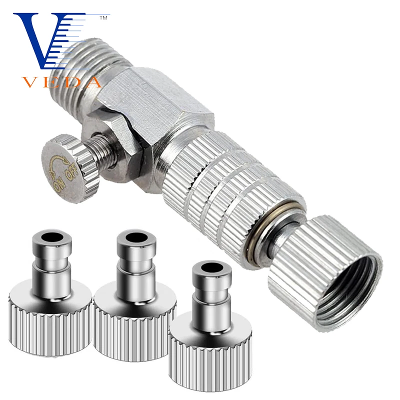 

Airbrush Quick Release Air Flow Control Coupler with 3PCS 1/8" Male Quick Coupler Plug Fitting Hose Connections Adjustment Valve