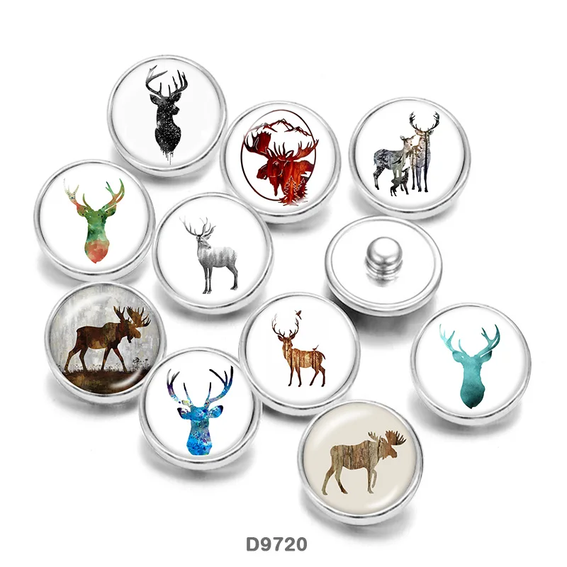 

deer Glass Cabochons DIY Bracelet glass Snap buttons CD9720