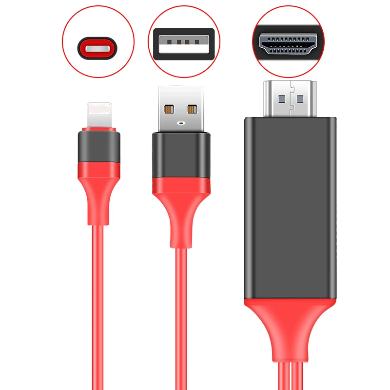 Hdmi Ios для lightning hdmi-кабель HD 1080P hdmi конвертер Кабель-адаптер USB кабель для HDTV цифровой AV для iphone HDMI