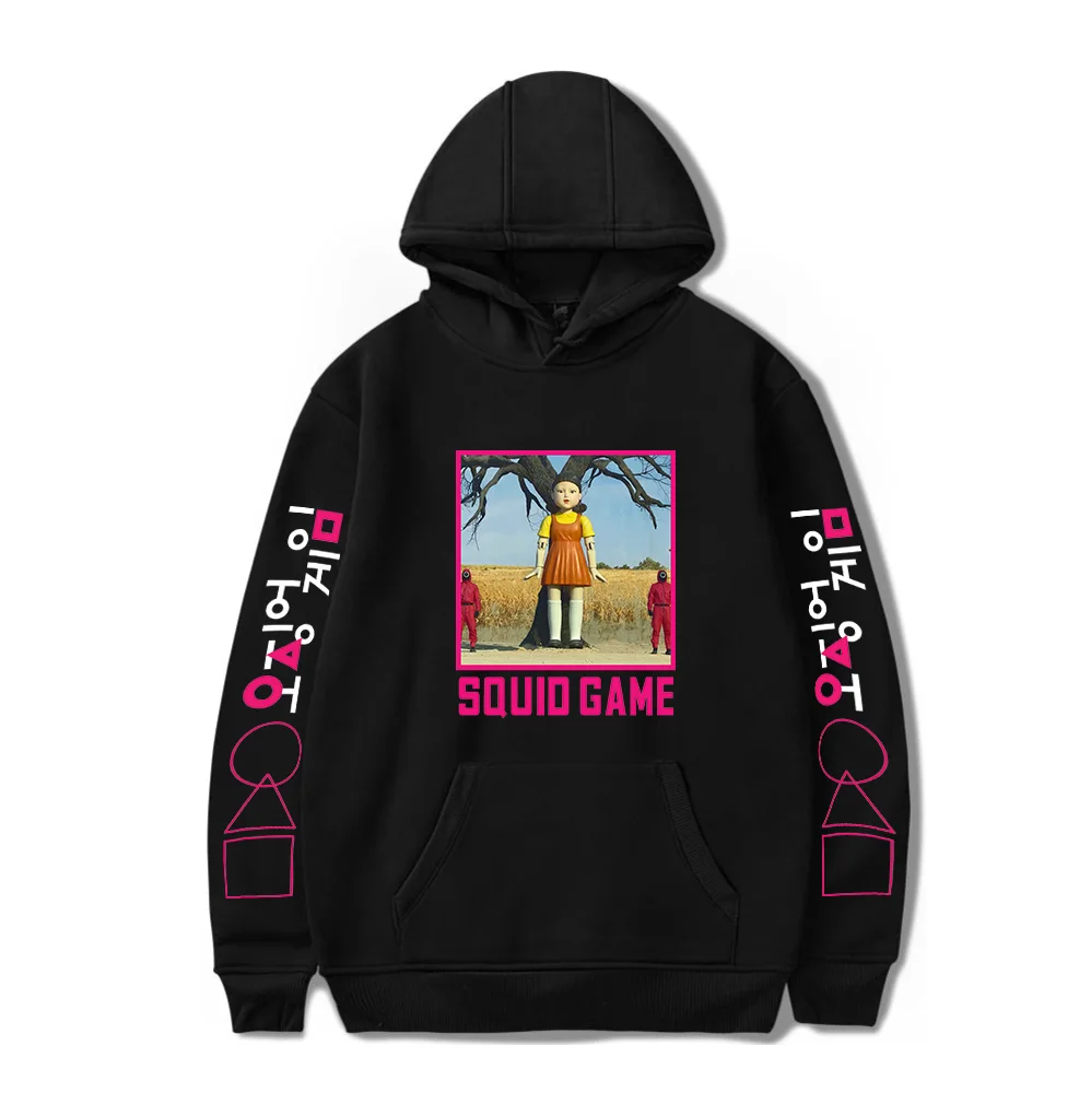 

2021 Black Hooded Squid Game Hoodies Sweatshirts Men Women Unisex Pullovers Fashion Autumn Boys Girls Casual Sportswear Cloth