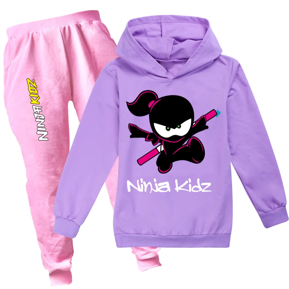 2022 New Spring and Autumn Children's NINJA KIDZ Kids Cotton Long Sleeve Hoodie Suit Boys Girls Sports Pullover Set 2-16Y