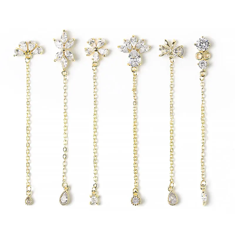 

water drop Crystal Dangle Chain Charms Nail Jewelry Decorations 13 type luxury Zircon Crystal Rhinestones For Nails