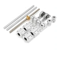 15pcsset t8 lead screw 8 400mm diy optical axis guide rail bearing seat linear guide shaft support trapezoidal screw set