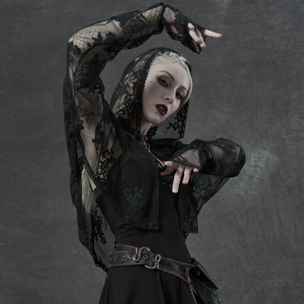 Женский кружевной кардиган PUNKRAVE Повседневная Свободная сетчатая кофта с