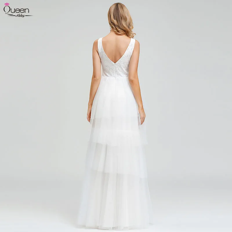 Сексуальное многослойное кружевное свадебное платье королева Эбби а-силуэт