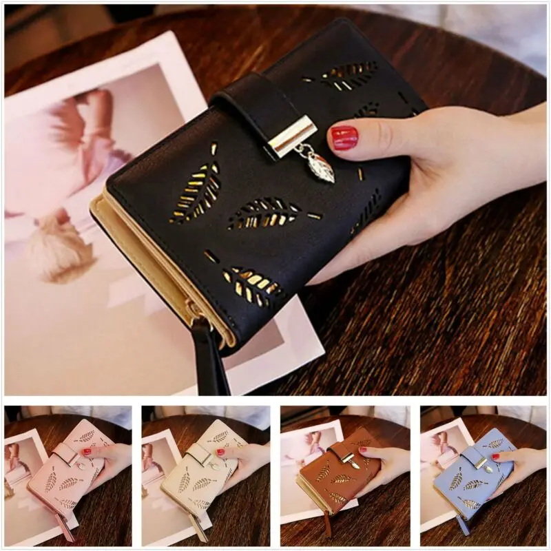 Новинка 2019 женский клатч из искусственной кожи кошелек с листьями длинный