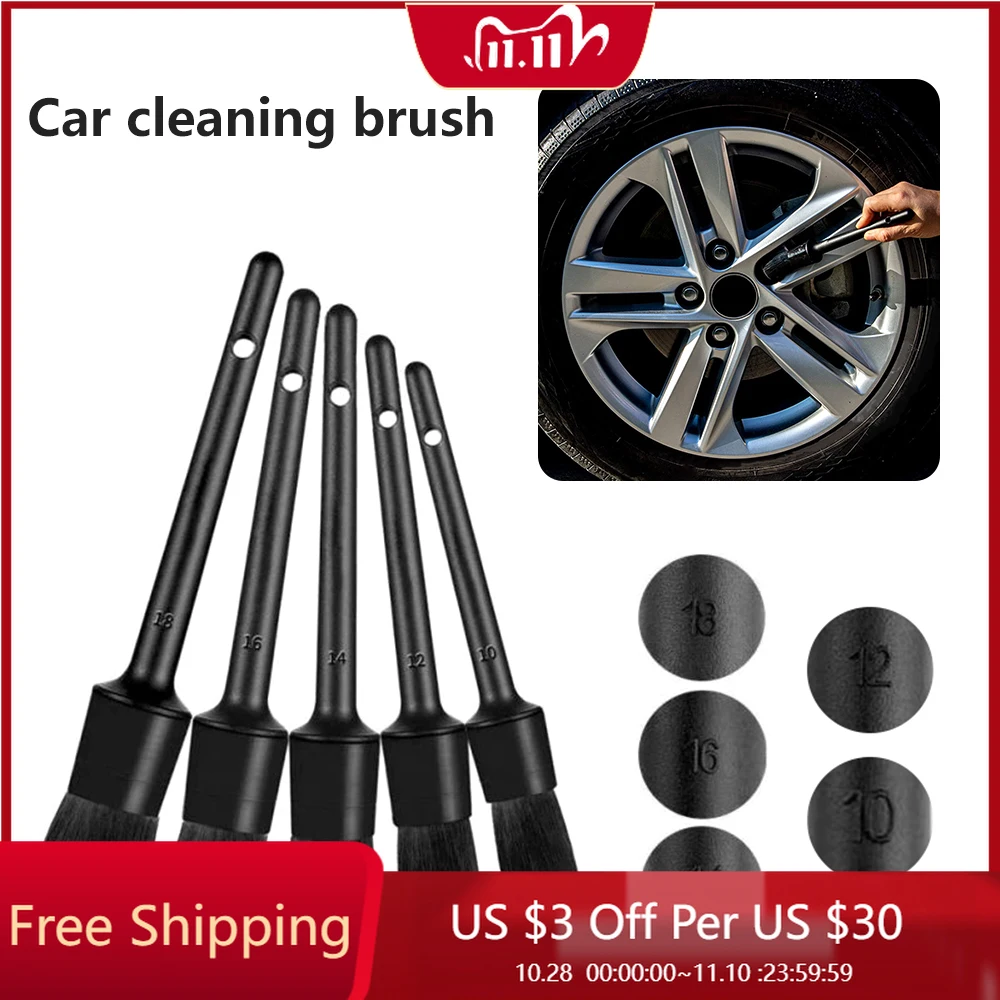 

Набор Щеток Для детейлинга-5 разных размеров, высококачественные кисти из натурального кабана с пластиковой ручкой для чистки деталей авто...