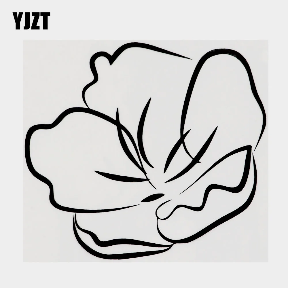 

YJZT 13,3 см × 11,9 см модный Декор цветок винил растение автомобильные наклейки Переводные черные/серебряные 18B-0533