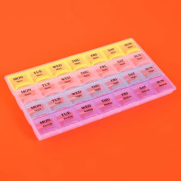 Таблетница-органайзер Неделька английские буквы утро/день/вечер/ночь 28 секций
