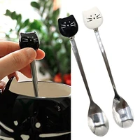 mini tea spoon cute cartoon cat spoon fruit fork dessert spoon kitchen utensils stainless steel coffee spoon tableware