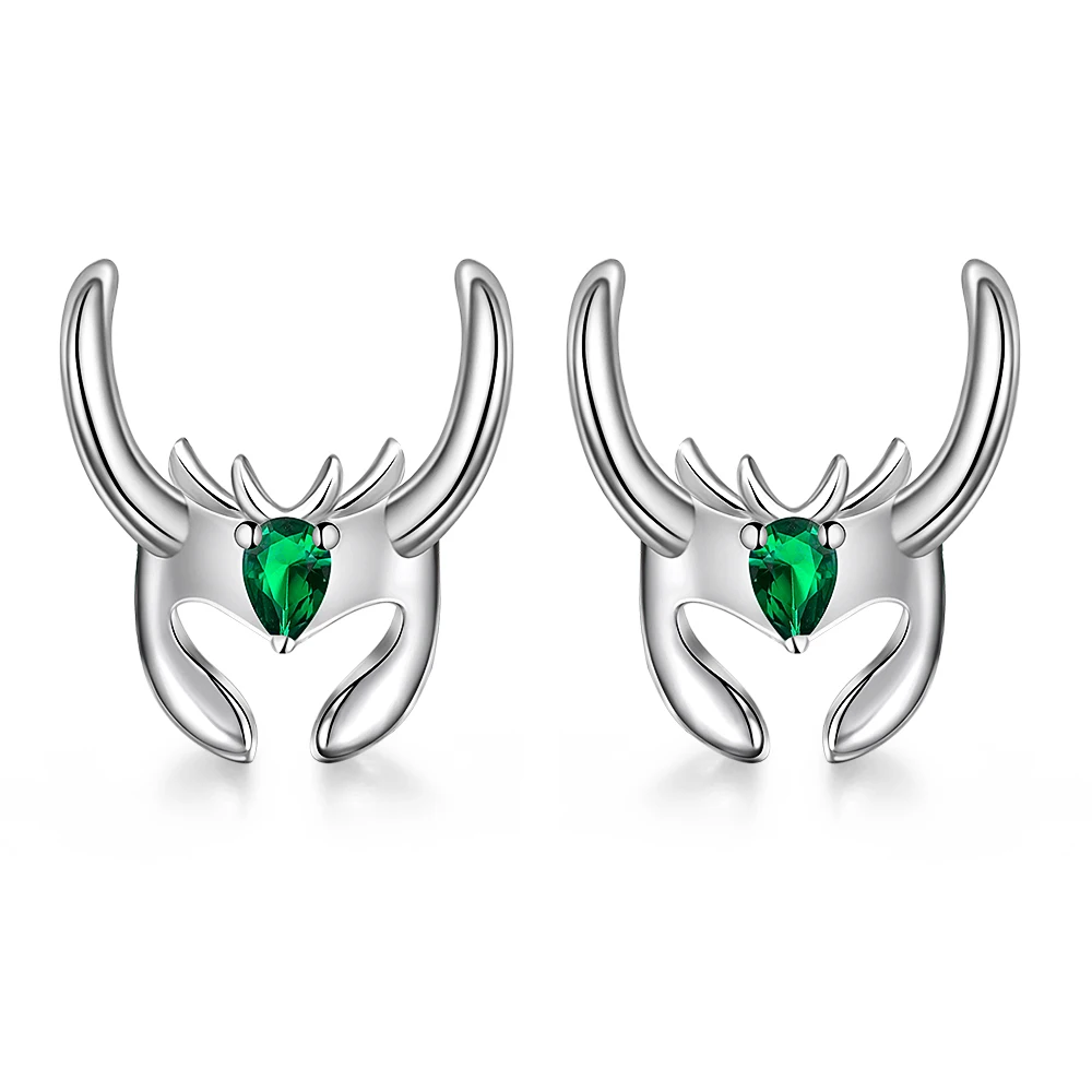 Женские серьги гвоздики из серебра 925 пробы изумрудно зеленый