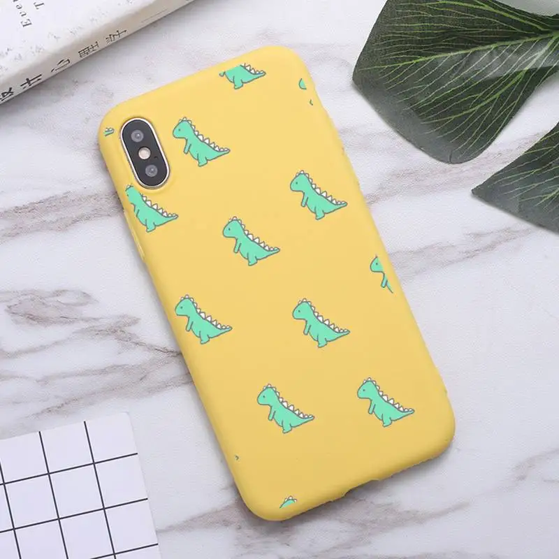 

Lovely animal Little dinosaur Phone Case Candy Color for iPhone 6 7 8 11 12 s mini pro X XS XR MAX Plus