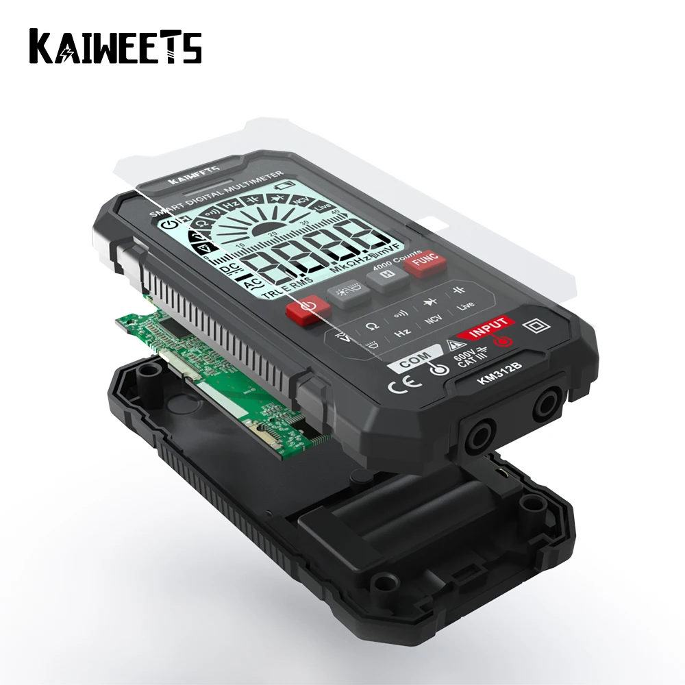 Цифровой мультиметр KAIWEETS KM312B 600 В измеритель ом Гц емкость реле True RMS постоянный и