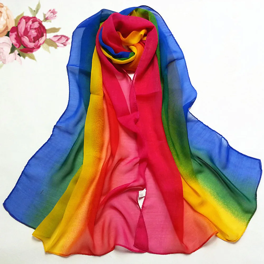 

Fashion Lady Gradient Color Long Wrap Women's Shawl Chiffon Scarf Scarves Mr Comfy Beautiful High Quality Scarves Шарф Женский