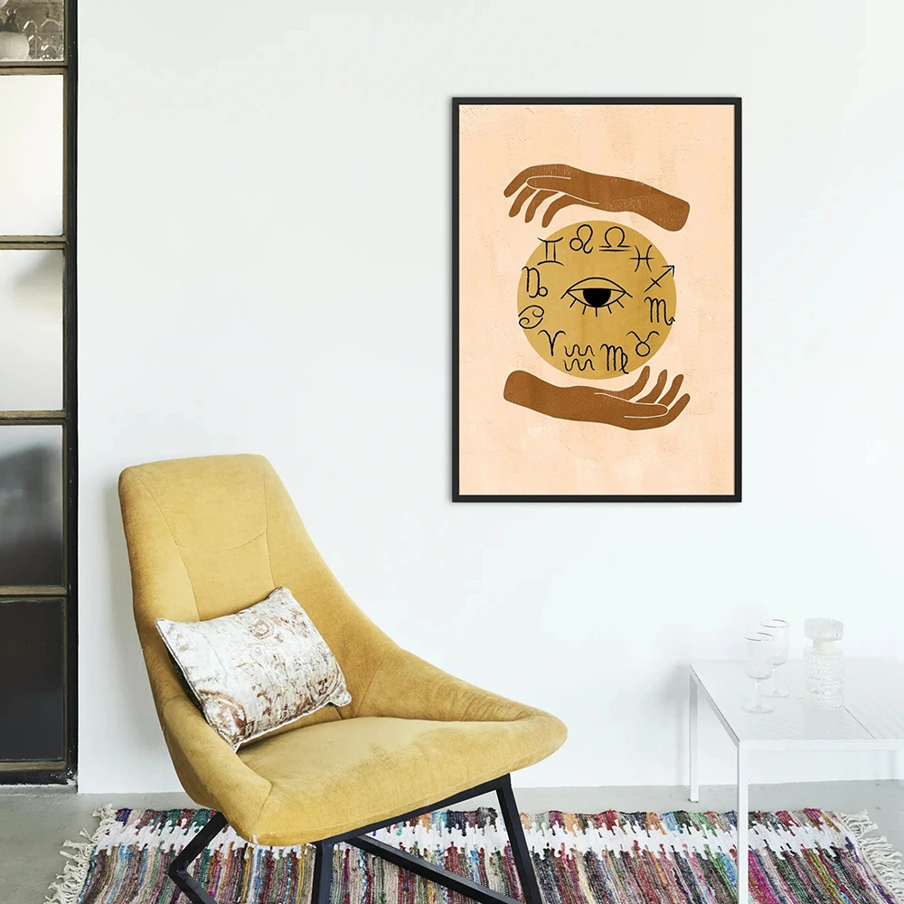 Мистические глаза Boho принты рук абстрактная луна солнце небесный