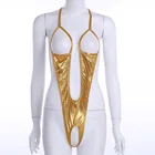 Женское Эротическое нижнее белье, купальник из лакированной кожи, боди с открытой спиной и вырезом на спине, одежда для сна, ночная рубашка, женские сексуальные костюмы