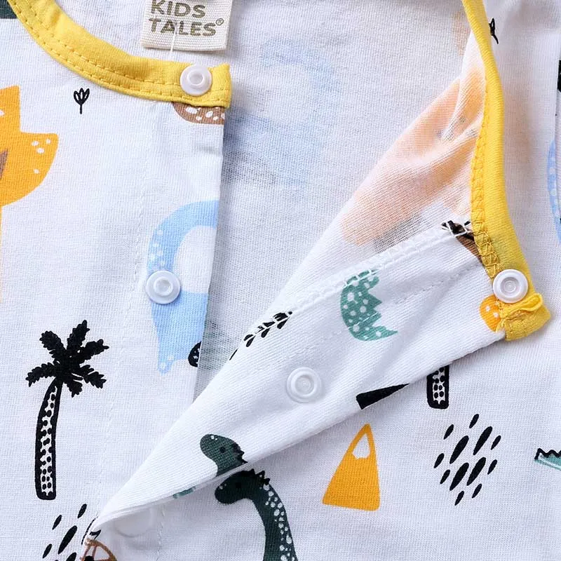 Детские комбинезоны с динозавром летние коротким рукавом для девочек Хлопковая