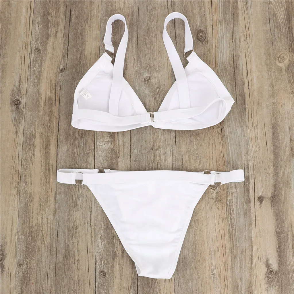 

Sexy Bikini Female Solid Swimwear Women Bandeau Bandage Bikini Set Push-Up Brazilian Swimming Suit For Women White Swimsuit 2021